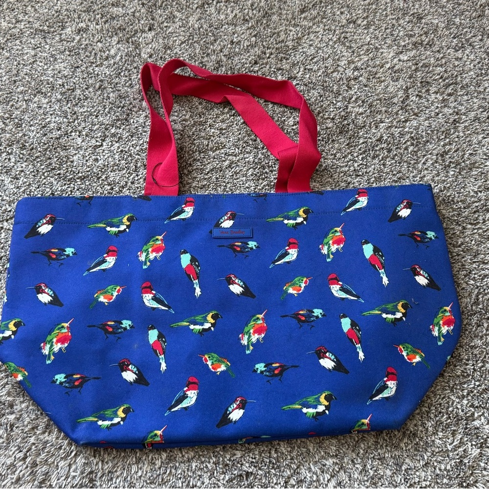 Vera Bradley Blue Tote with Colorful Bird Print